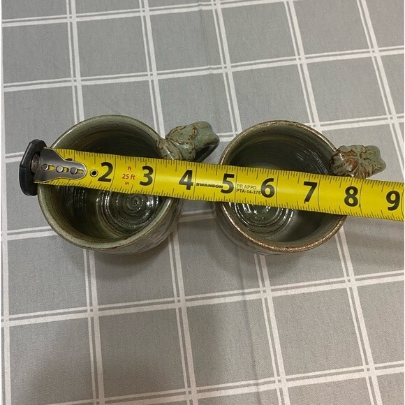 Pottery Coffee Mugs Grape Vine Primitive Handmade Artisan Crafted Set of 2 Cups - Picture 9 of 10